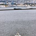 stockphoto, stockfoto, View on Brest, speedboat, zicht op Brest, baai, bay